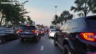 Pattaya am Abend mit dem Moped, Abendstimmung Thailand, Sukhumvit, Beach Road. Viele Touristen? 4k