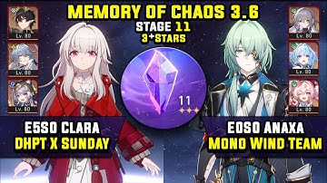E5 Clara Carry W/ DHPT & E0 Anaxa Carry W/ Bronya (3 Stars) Memory Of Chaos 11 Honkai Star Rail 3.6