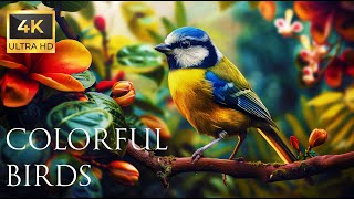 4K Colorful Tit bird  Beautiful Birds Sound in the Forest | Bird Melodies