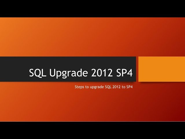 How to update your SQL version to 2012 R2 SP4 - YouTube
