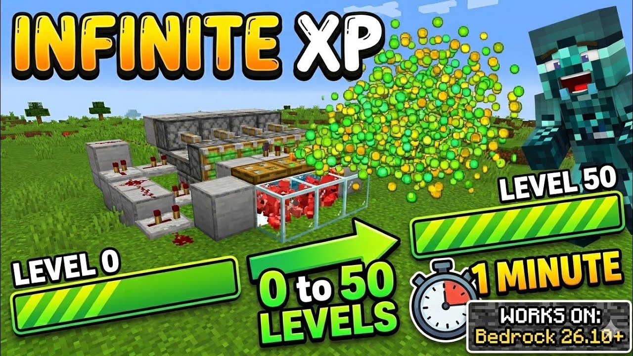 NEW EASIEST XP FARM IN JUST 5 MINUTE Minecraft Bedrock 1.21/26.1 ...