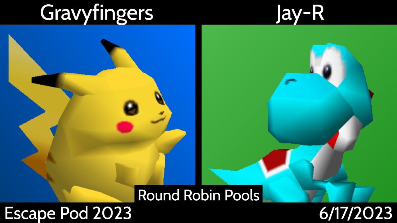 [SSB64] Escape Pod 2023 (Singles) - Gravyfingers (Pika, Falcon) vs. Jay-R (Yoshi, Falcon) RR Pools