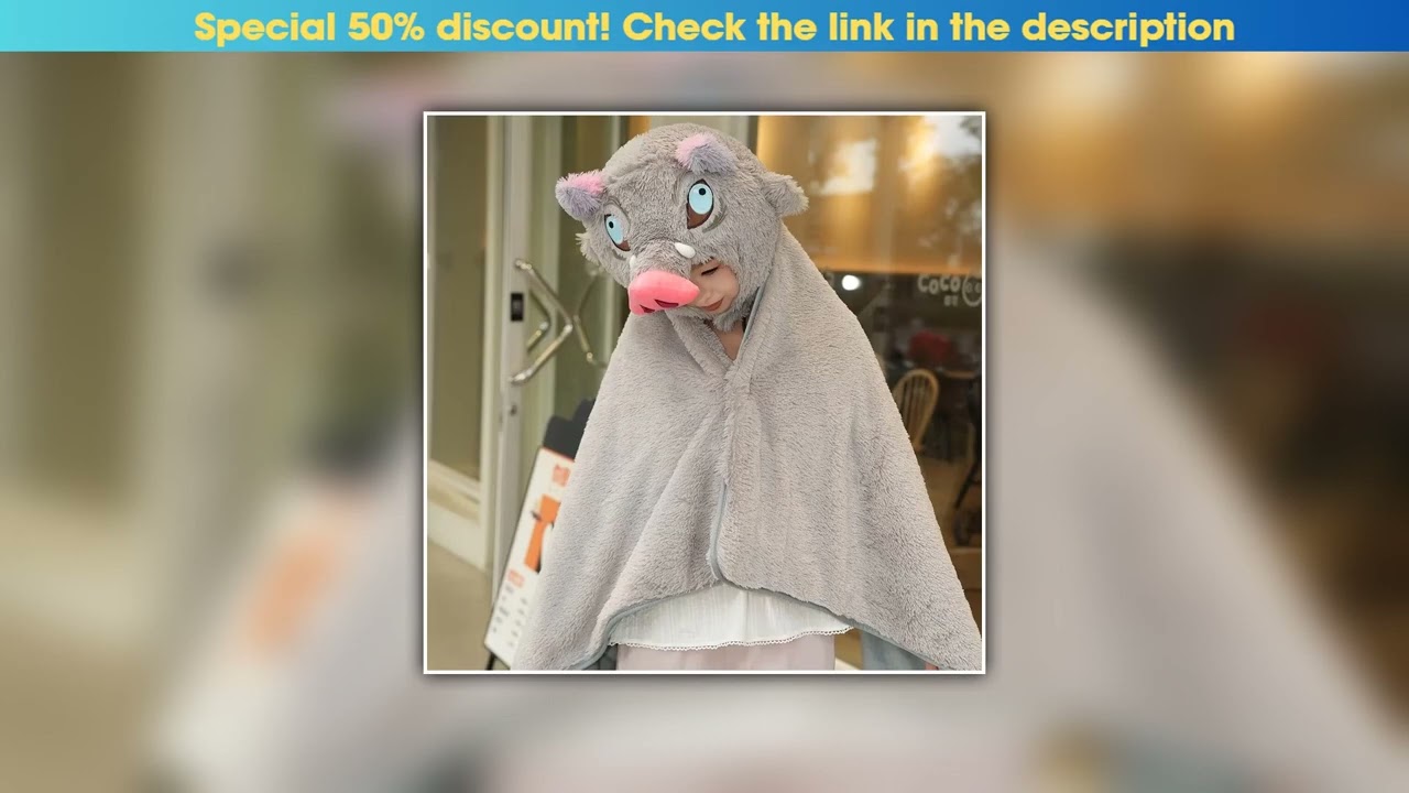 First Look Demon Slayer Wild Boar Blanket With Hat Hashibira Inosuke Hooded Cloak Japanese Style Co