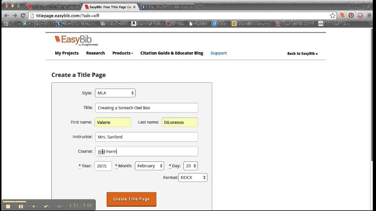 create a title page
