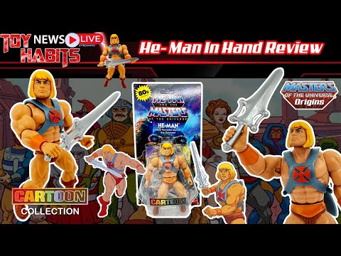He-Man Masters of the Universe Cartoon Collection He Man HANDS ON REVIEW & MOTU Origins Comparisons