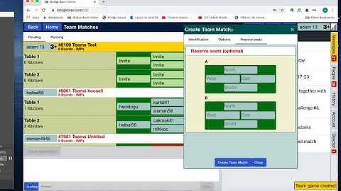 How to Test whether you can create a Team Match on BBO