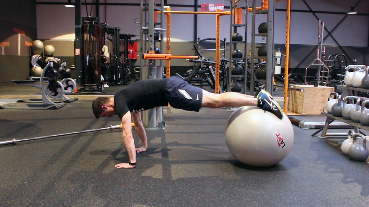 Stability ball knee tuck YouTube