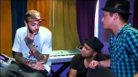 Bruno Mars, Philip Lawrence and Travie Mccoy in the studio rare