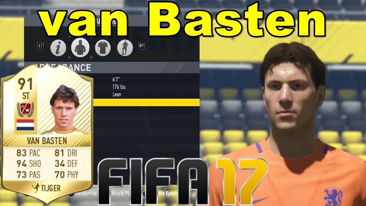 FIFA 17 - van Basten - Virtual Pro Look A Like Tutorial ( with Stats )
