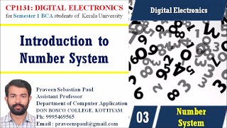 Digital Electronics – Lecture 3 – Number Systems in Digital Electronics - BCA Sem1