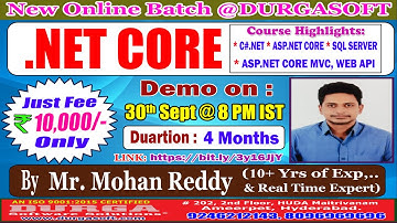 .NET CORE Online Training @ DURGASOFT
