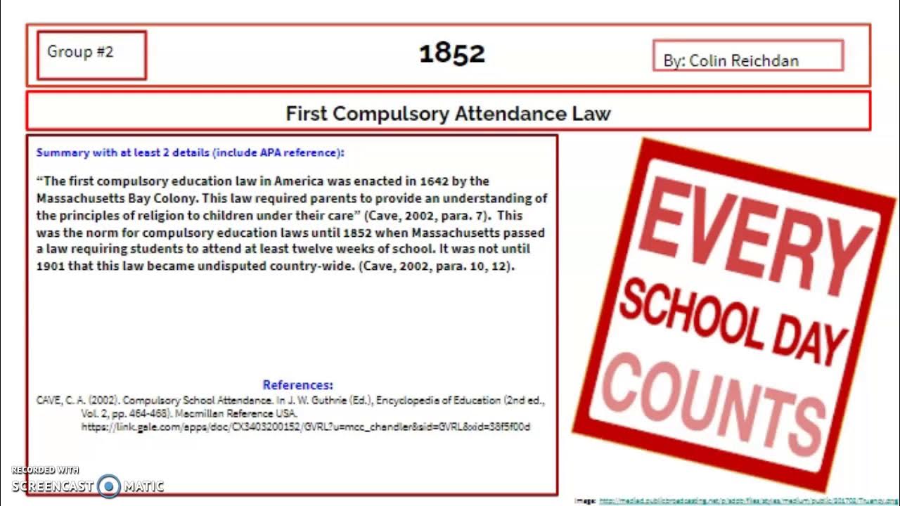 First Compulsory Attendance Law EDU221 YouTube