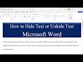 How to Hide and Unhide Text in Microsoft word || Microsoft word Hide text || Hidden text in word