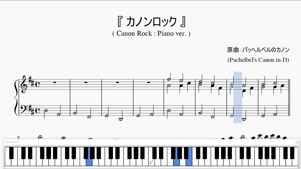 カノンロック Canon Rock Piano Ver ピアノ楽譜 Youtube