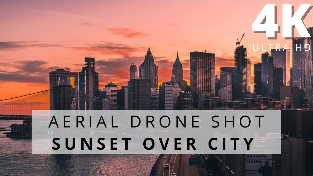 【4K】DRONE FOOTAGE OF SUNSET OVER CITY ROADS | SHORT DRONE VIDEO | AERIAL SHOT