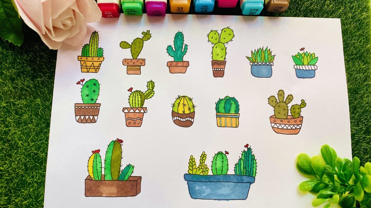 15 Cactus Drawing ideas | Cute Doodle Drawing Cactus | Potted ...