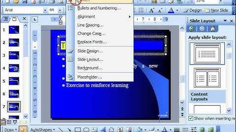 PowerPoint 2003 Tutorial Changing the Font for Selected Text Only Microsoft Training Lesson 7.7