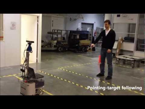 Robot navigation using pointing gestures (with Kinect and pan-tilt system)