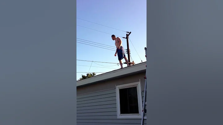 Tim jumps into pool