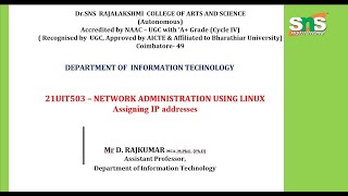 IP Address Assignment | Network Administration using Linux | SNS Institutions
