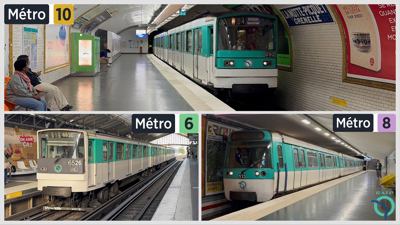 [RATP]Les 3 lignes de Métros à la Motte Picquet Grenelle #metroparisien #ratp #mf67 #mf77 #mp73 