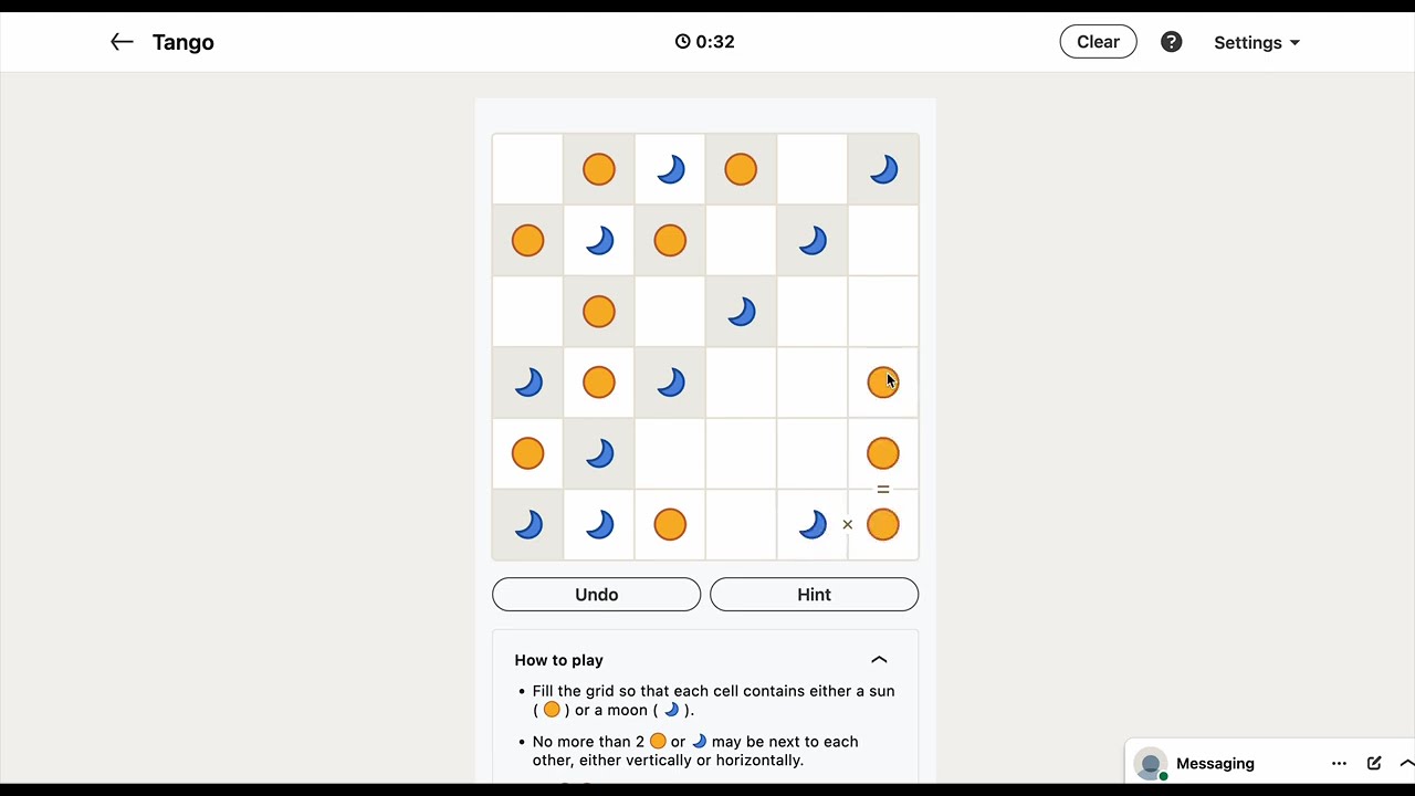 LinkedIn Games - Tango #121