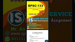 BPSC-133 Solved Assignment English Medium 2025-26 #ignou #ignousolvedassignment #ignouassignment
