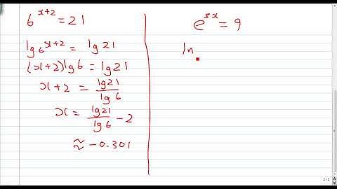 Logarithms : Solving Equations In Index Or Exponential Form