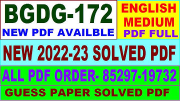 bgdg 172 solved assignment 2022-23 / bgdg 172 solved assignment in English / ignou bag bgdg 172