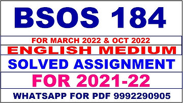 BSOS 184 Solved Assignment 2021-22 in English Pdf @20rs 9992290905.
