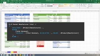 excel magic trick 1395: dax measures for show values as % of grand total, column total, parent total