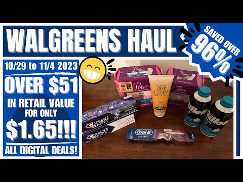 2nd Walgreens Haul 10/29/23 to 11/4/23 – Paid Only $1.65!!! – All Digital Deals – Saved Over 96%!!!