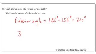 Summer 2017 IGCSE 4H Q8 Angles in Polygons