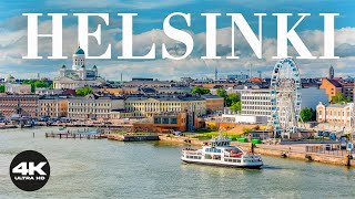 Flying Over Helsinki Finland 4K Ultra HD - Piano Music With Amazing Scenic City View