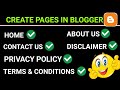 How to create pages in blogger 2024 for google adsense approval  home about us contact privacy