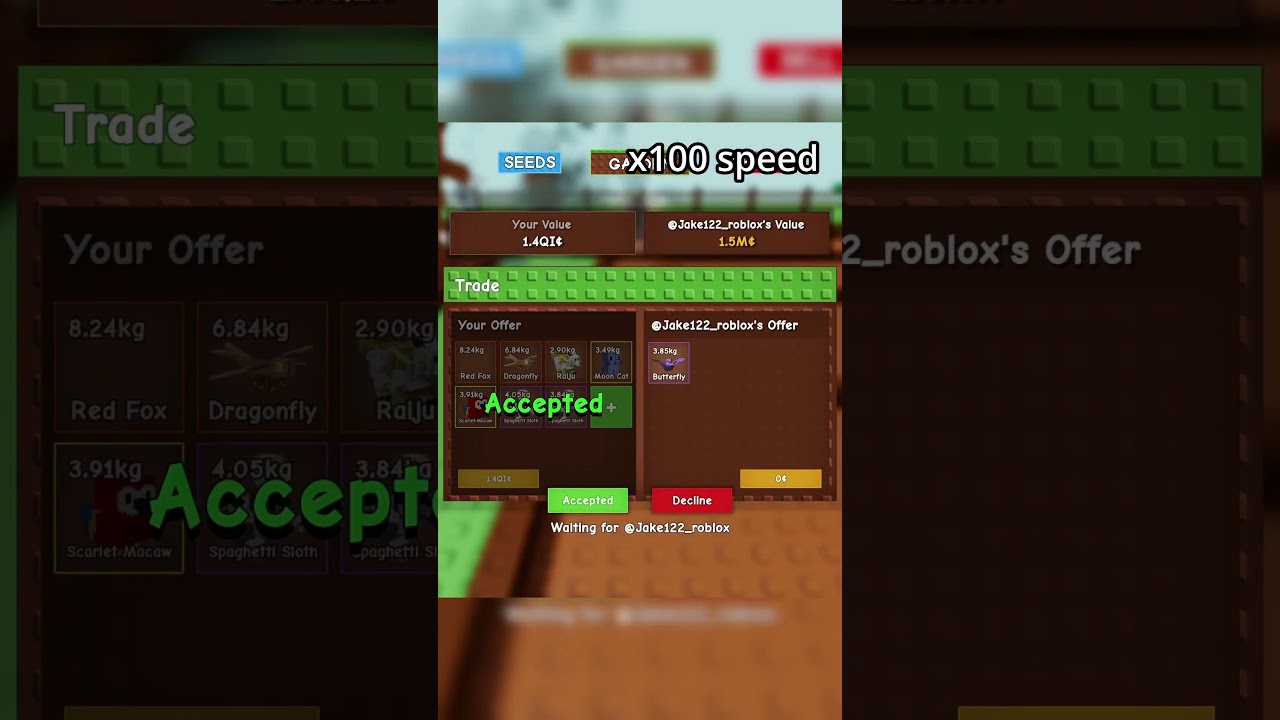 Day 2 of trading a carrot to a butterfly in grow a garden 