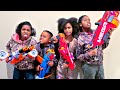 GIANT Nerf GAME For 24 Hour Challenge!! - Shasha And Shiloh EPIC Nerf Mega Mastodon - Onyx Kids