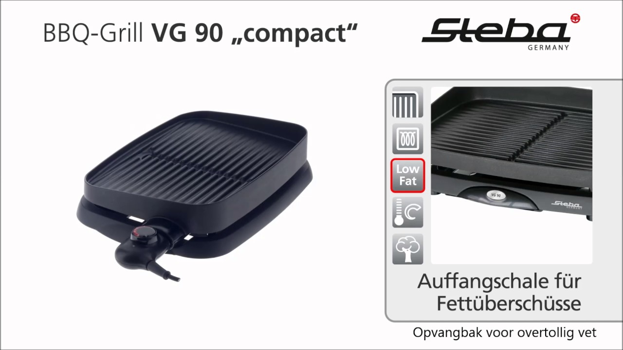Steba VG 200 Tafel BBQ Grill - Grijs, Zwart Aluminium, Glas, Kunststof
