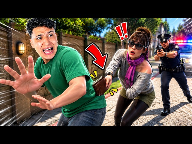 البنت سرقت فلوسى وانا ماشي فى الشارع 😱 وطلبت الشرطة فى لعبة GTA 5
