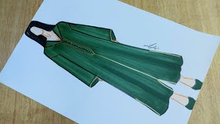 رسم جلابة مغربية بطريقة سهلة جدا بخطوات بسيطة / رسم ازياء مغربية / رسم ملابس تقليدية / تصميم الأزياء