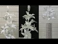 DIY Mettalic Ribbons and Vase || Satin Ribbons Flowers || Pearl Flowers