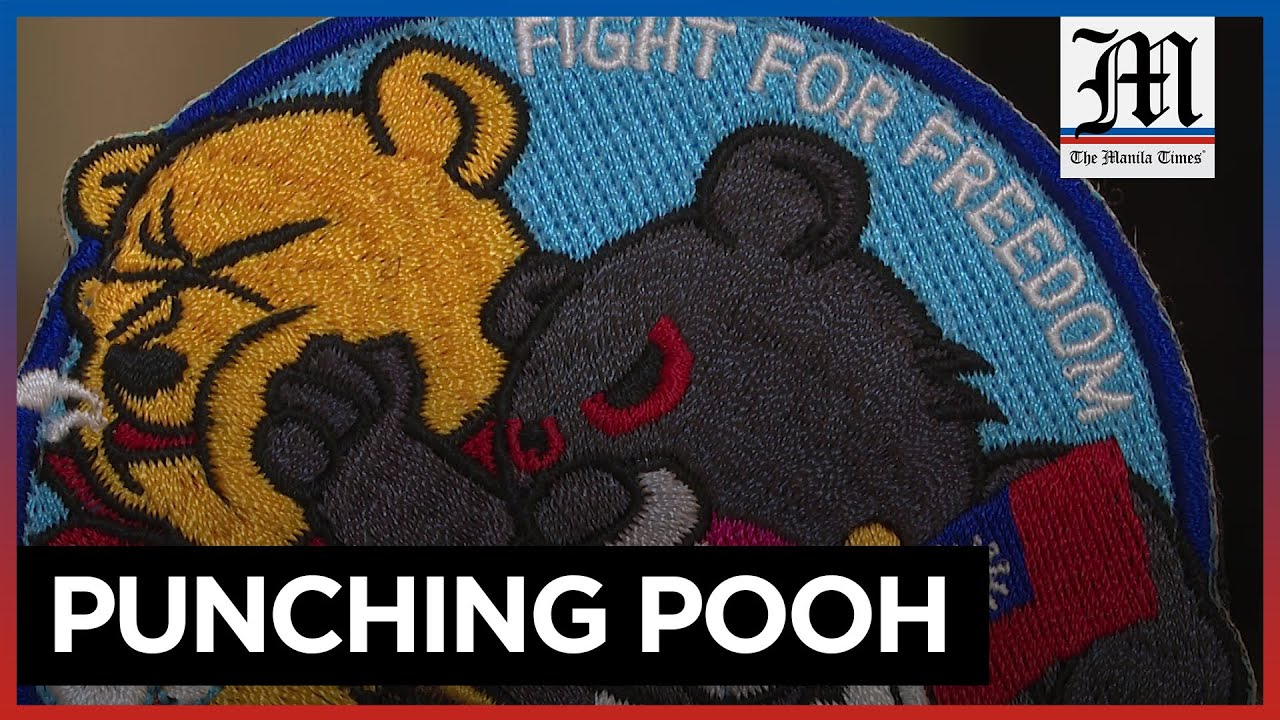 Taiwan air force badges show Winnie the Pooh taking a hit