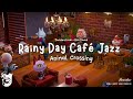 Rainy Day Café Jazz 🍵| Cozy Animal Crossing Ambience with Thunderstorm & Relaxing Rain Sounds 🌧️