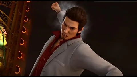Kiryu punches a guy so hard he flies into a river