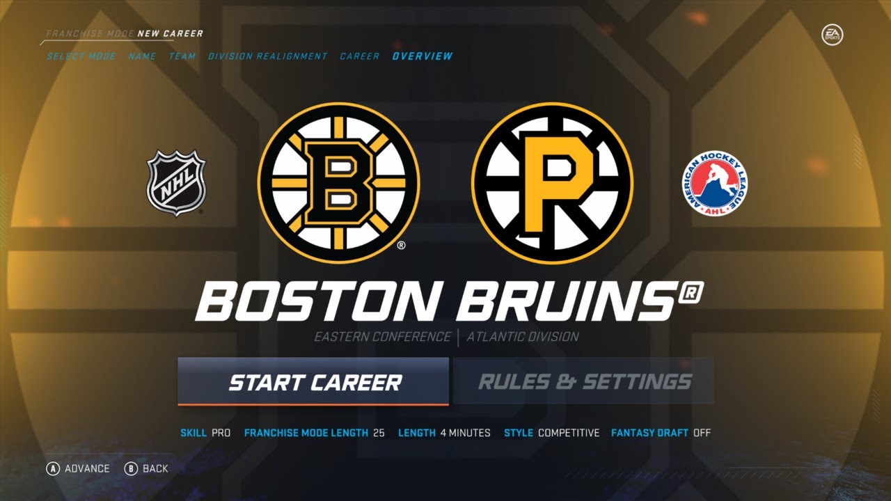 Boston Bruins Jersey Quest Franchise Mode (2019-20 Home)