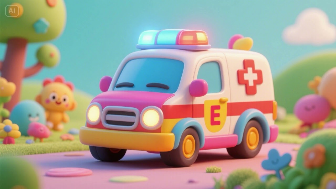 E is for Emergency Car, Flashing Lights | Nursery Rhymes & Kids Songs