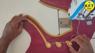 Blouse lase design simple and easy method for beginners cutting and stitching ||