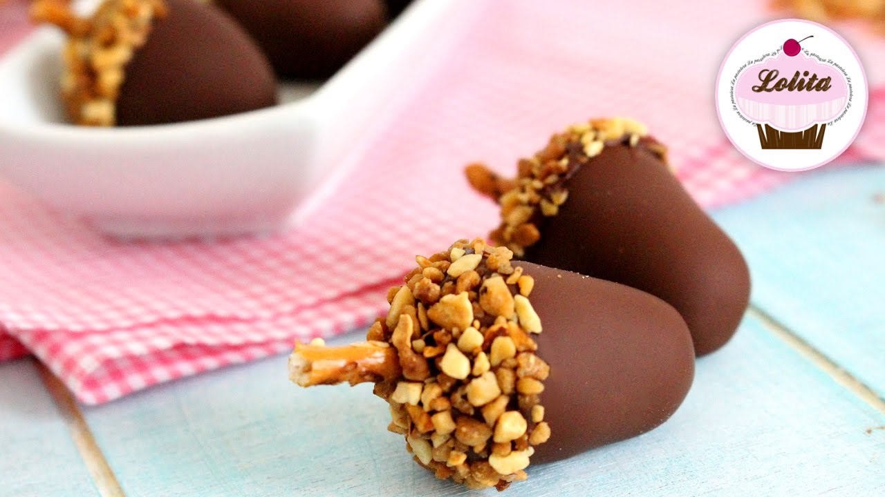 Receta de cake pops de chocolate en forma de bellota-- Cake pops decorados | Receta para niños