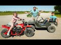 Finding abandoned motorycle in the forest  tractors for kids