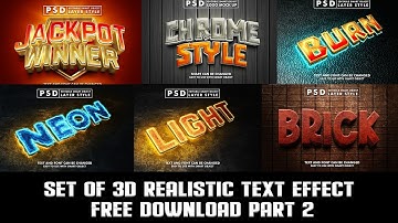 Set 0f 3D Realistic Text Effect Photoshop Tutorial